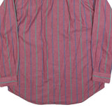 EDDIE BAUER Mens Red Green & Blue Stripe Cotton Blend Shirt L Casual Long Sleeve