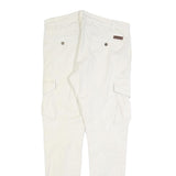 INDICODE Mens Slim White Cotton Blend Cargo Trousers W34 L32 Zip Closure
