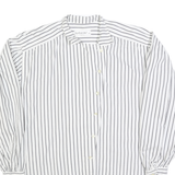 AMBINENTE Womens White & Black Striped Shirt M Casual Cotton Button Down