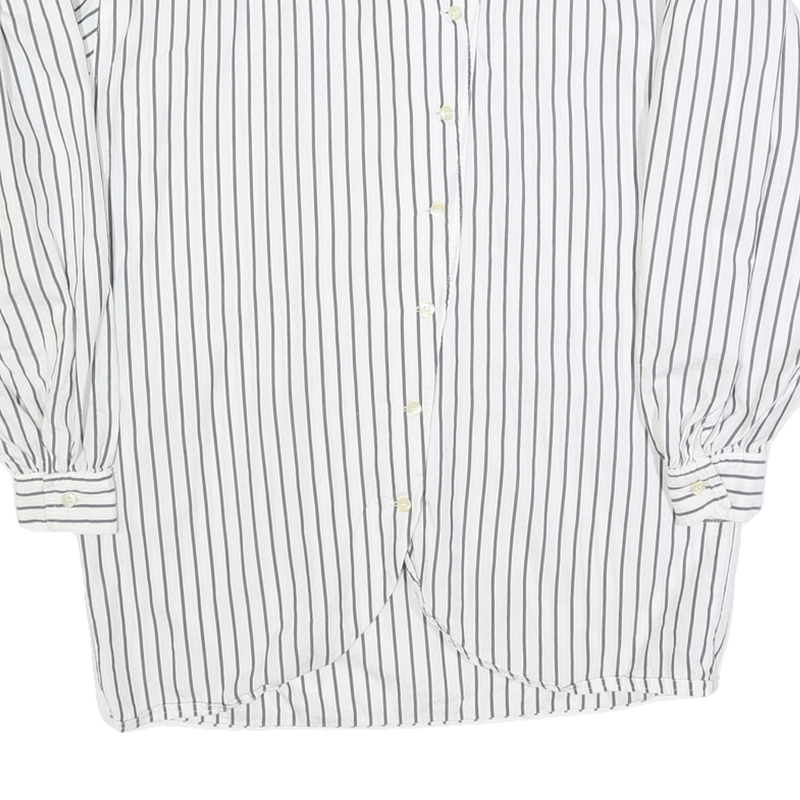 AMBINENTE Womens White & Black Striped Shirt M Casual Cotton Button Down