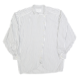 AMBINENTE Womens White & Black Striped Shirt M Casual Cotton Button Down
