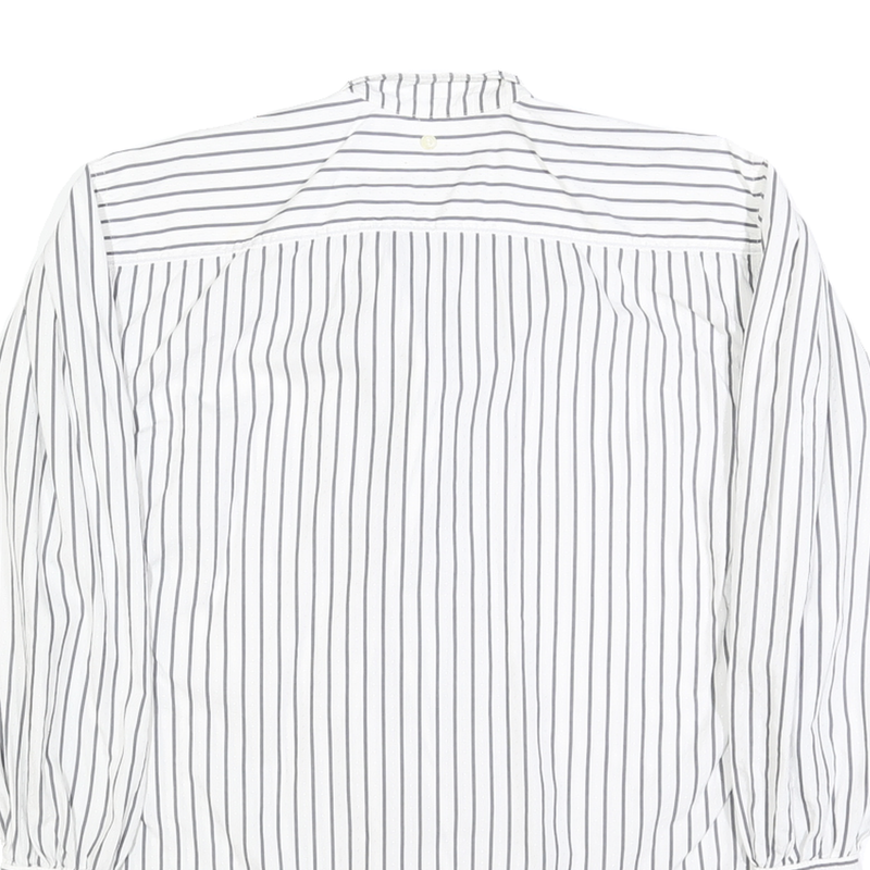 AMBINENTE Womens White & Black Striped Shirt M Casual Cotton Button Down
