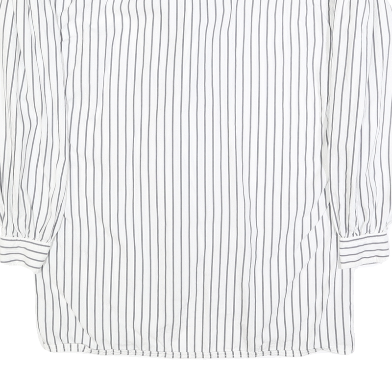 AMBINENTE Womens White & Black Striped Shirt M Casual Cotton Button Down