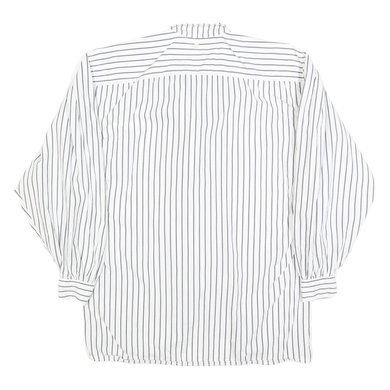 AMBINENTE Womens White & Black Striped Shirt M Casual Cotton Button Down