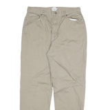 CALVIN KLEIN Womens Relaxed Beige Cotton Blend Zip Trousers W32 L30 Casual Wear