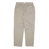 CALVIN KLEIN Womens Relaxed Beige Cotton Blend Zip Trousers W32 L30 Casual Wear