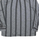 Mens Black & Grey Striped Long Sleeve Shirt M Polyester Blend Casual