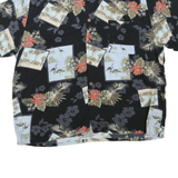 PURITAN Mens Black & Blue Hawaiian Shirt XL Cotton Blend Casual Summer