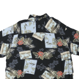 PURITAN Mens Black & Blue Hawaiian Shirt XL Cotton Blend Casual Summer