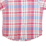 NAUTICA Mens Pink & Blue Check Shirt L Cotton Blend Short Sleeve Casual