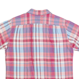 NAUTICA Mens Pink & Blue Check Shirt L Cotton Blend Short Sleeve Casual