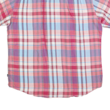NAUTICA Mens Pink & Blue Check Shirt L Cotton Blend Short Sleeve Casual