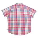 NAUTICA Mens Pink & Blue Check Shirt L Cotton Blend Short Sleeve Casual