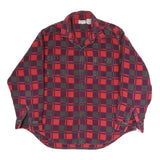 CHAMPION Womens Red Burgundy Check Shirt UK 12 Long Sleeve Button Closure Casual