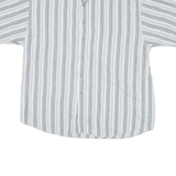 HENNRY GRETHEL Mens Blue & White Striped Shirt XL Cotton Blend Casual Summer