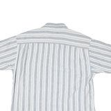 HENNRY GRETHEL Mens Blue & White Striped Shirt XL Cotton Blend Casual Summer