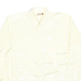 HI-STYLE Mens Cream Satin Shirt L Classic Long Sleeve Button Down Relaxed Fit