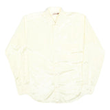 HI-STYLE Mens Cream Satin Shirt L Classic Long Sleeve Button Down Relaxed Fit