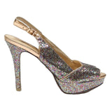 SCHUTZ Glitter Platform Womens Strappy High Heels Synthetic UK 7 Stylish Glamour