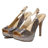 SCHUTZ Glitter Platform Womens Strappy High Heels Synthetic UK 7 Stylish Glamour