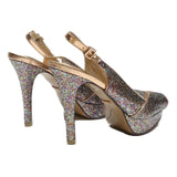 SCHUTZ Glitter Platform Womens Strappy High Heels Synthetic UK 7 Stylish Glamour