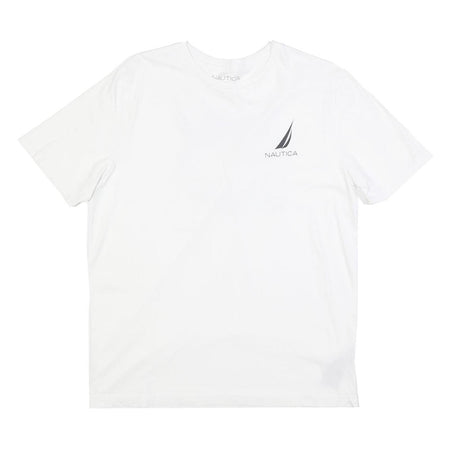 NAUTICA Mens White Graphic T-Shirt M Short Sleeve Crew Neck Cotton Blend Casual