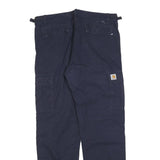 CARHARTT Mens Cotton Blend Navy Regular Straight Trousers W36 L32 Utility