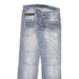 CIPO AND BAXX Mens Jeans Blue Regular Straight Denim Light W32 L34 Distressed