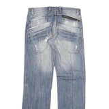 CIPO AND BAXX Mens Jeans Blue Regular Straight Denim Light W32 L34 Distressed