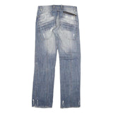 CIPO AND BAXX Mens Jeans Blue Regular Straight Denim Light W32 L34 Distressed
