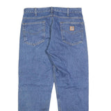 CARHARTT Mens Relaxed Jeans Blue Denim W33 L30 Classic Cotton Zip Pocket Design