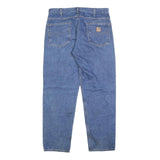 CARHARTT Mens Relaxed Jeans Blue Denim W33 L30 Classic Cotton Zip Pocket Design