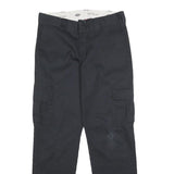 DICKIES Mens Cotton Blend Black Slim Straight Trousers W32 L29 Workwear Zip