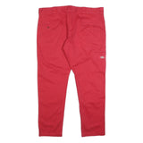 DICKIES Mens Cotton Blend Red Slim Tapered Zip Trousers W38 L30 Workwear