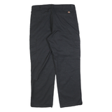 DICKIES Mens Black Regular Fit Workwear Cargo Trousers W34 L28 Zip Closure
