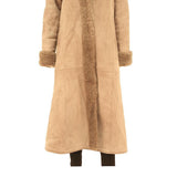 Womens Beige Hooded Long Jacket M Cotton Blend Button Closure Winter Wear
