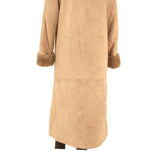 Womens Beige Hooded Long Jacket M Cotton Blend Button Closure Winter Wear