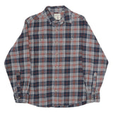 REDHEAD Mens Blue & Brown Check Shirt M Cotton Casual Button Up Long Sleeve
