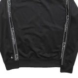 CHAMPION Mens Black Zip Track Jacket L Polyester Blend Logo Tape Casual