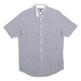 TOMMY HILFIGER Mens Blue Check Shirt M Cotton Blend Short Sleeve Button Collar