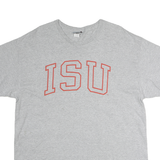 MV SPORT Mens Grey XL Cotton Plain Short Sleeve Crew Neck T-Shirt ISU Logo