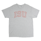 MV SPORT Mens Grey XL Cotton Plain Short Sleeve Crew Neck T-Shirt ISU Logo