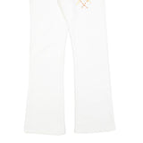 CRYSTAL Womens Cotton Blend White Embroidered Regular Flared Trousers W27 L30