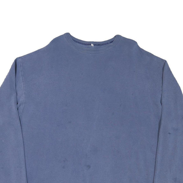 Mens Blue Sweatshirt XL Floral Graphic Crew Neck Cotton Blend Casual