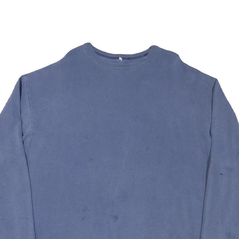 Mens Blue Sweatshirt XL Floral Graphic Crew Neck Cotton Blend Casual