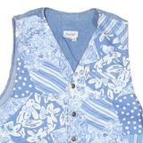 DREAMS Mens Blue & White Floral Patchwork Cotton Blend Waistcoat M Vest