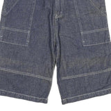 Womens Denim Blue Cotton Blend Casual Shorts XL W32 Large Pockets Relaxed Fit