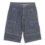 Womens Denim Blue Cotton Blend Casual Shorts XL W32 Large Pockets Relaxed Fit