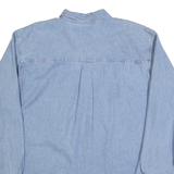 THE EDGE Mens Blue Button-Down Denim Shirt L Casual Cotton Blend Long Sleeve