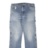 DICKIES Womens Blue Regular Fit Straight Denim Medium Wash W32 L32 Workwear